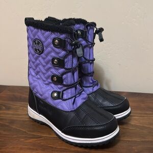 Totes girl snow boots, purple/ black size 3